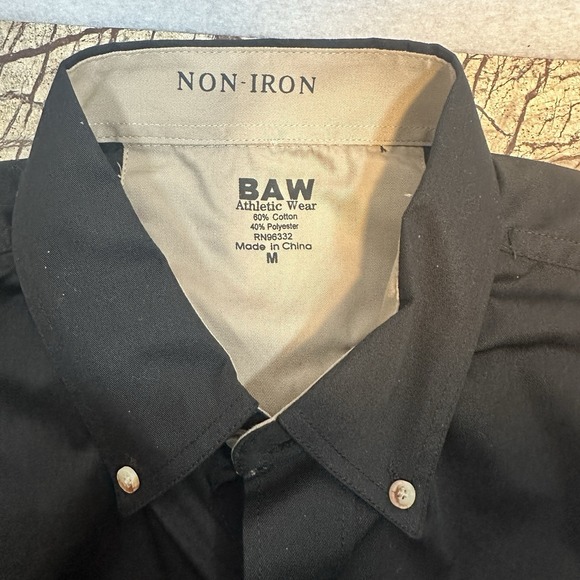 BAW Athletic‎ Wear Mens Short Sleeve ButtonUp Black M - Picture 3 of 3